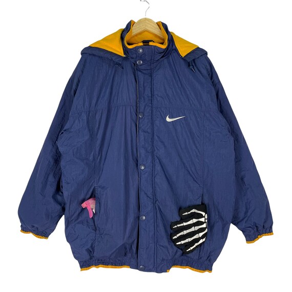 Vintage 90s NIKE Hoodie Windbreaker Navy Colour Spellout Vintage 90s NIKE Hoodie Windbreaker Navy Colour Spellout