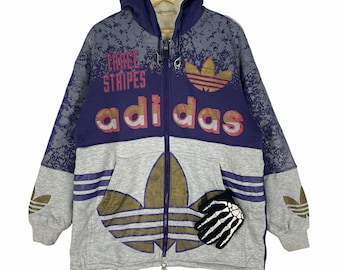 Vintage 90s Adidas Sherpa Hoodie: Big Logo Streetwear, Size