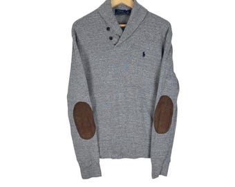 Y2k POLO Ralph Lauren Shawl Collar Sweater :Grey Colour Sweater - Size S