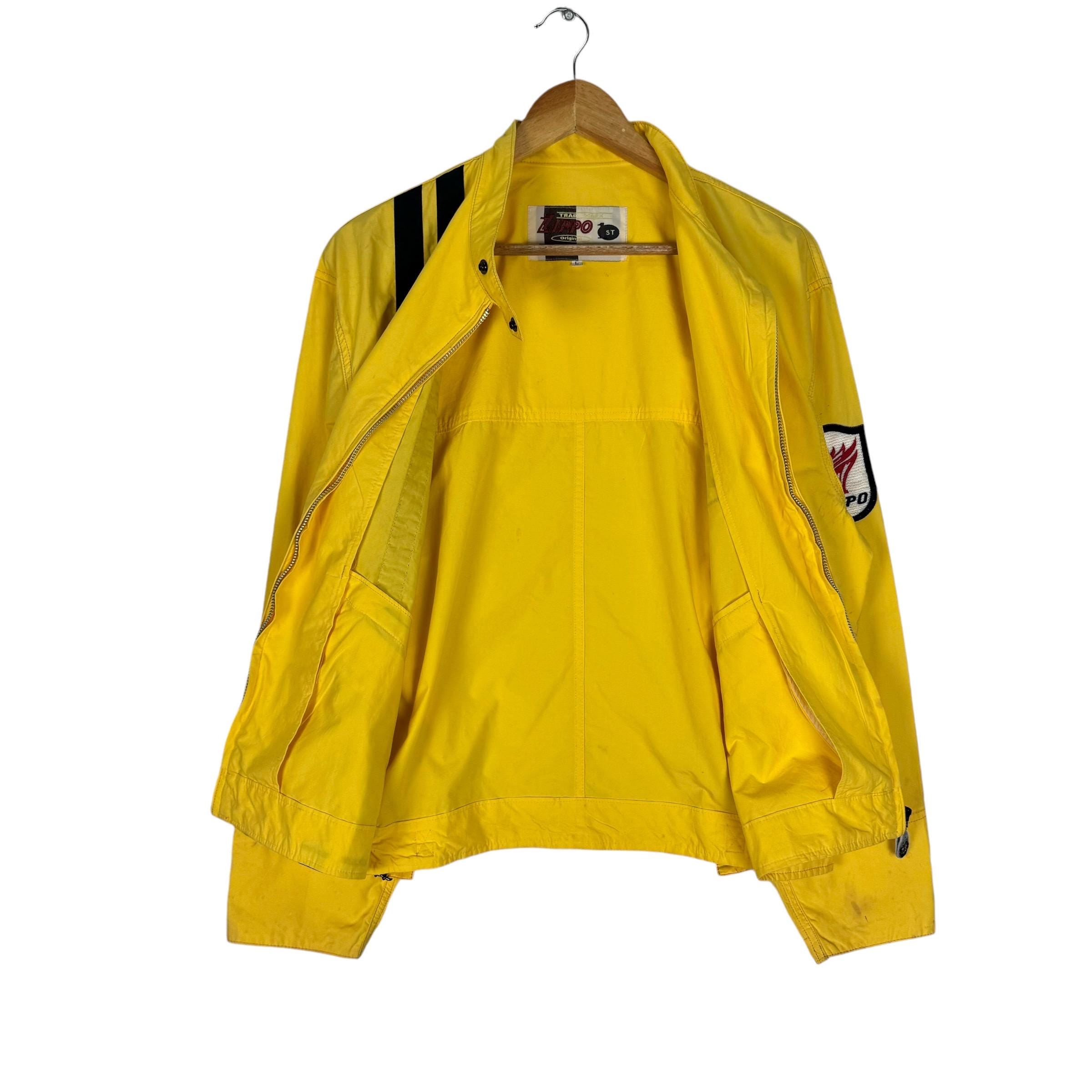 Vintage 70s Zippo Racing Bomber Jacket - Yellow Cotton, Size Large