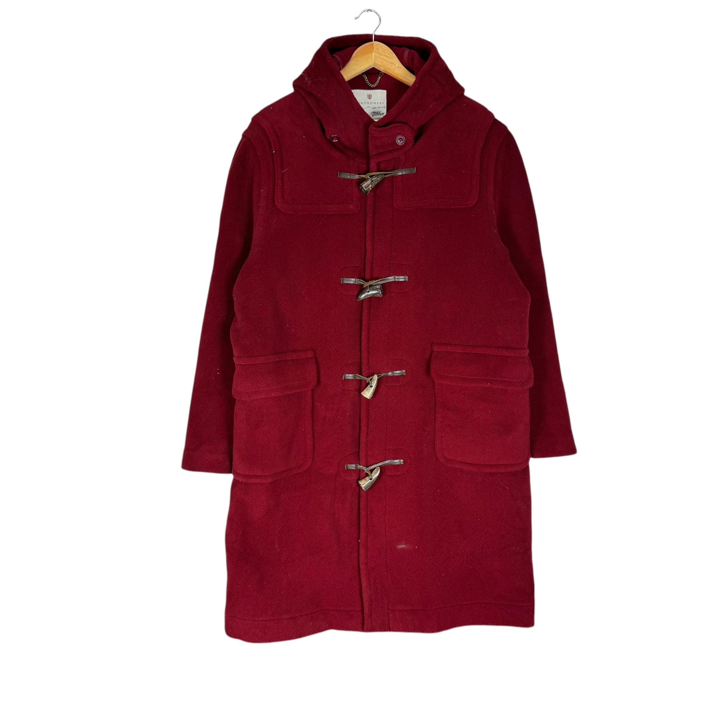 Vintage Montgomery Tibbett Wool Duffle Coat: Red Toggle Jacket
