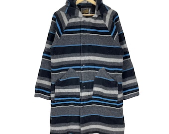 HYSTERIC GLAMOUR Hoodie Striped Long Wool Jacket Japanese Brand Size Large