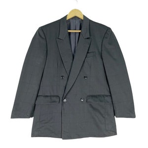 90s CHRISTIAN DIOR Monsieur Double Breasted Plaids Wool Blazer Coat Size Medium