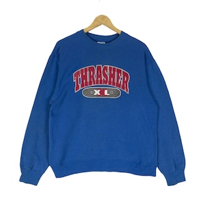 Vintage 80s Thrasher Distressed Skateboard Sweatshirt Black