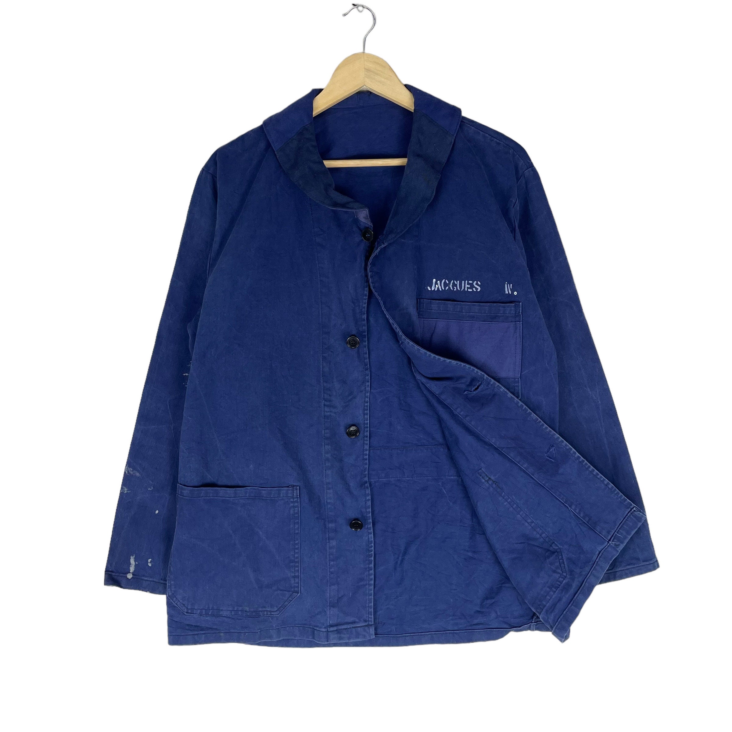 ジャケット・アウター 50s French Military Shawl Collar Coat Jocgues W French Workwear WW2 Shawl Collar Button Navy