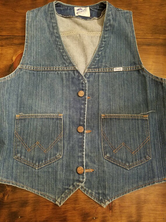 Vintage WRANGLER Denim Vest - Denim Vest - Blue Je