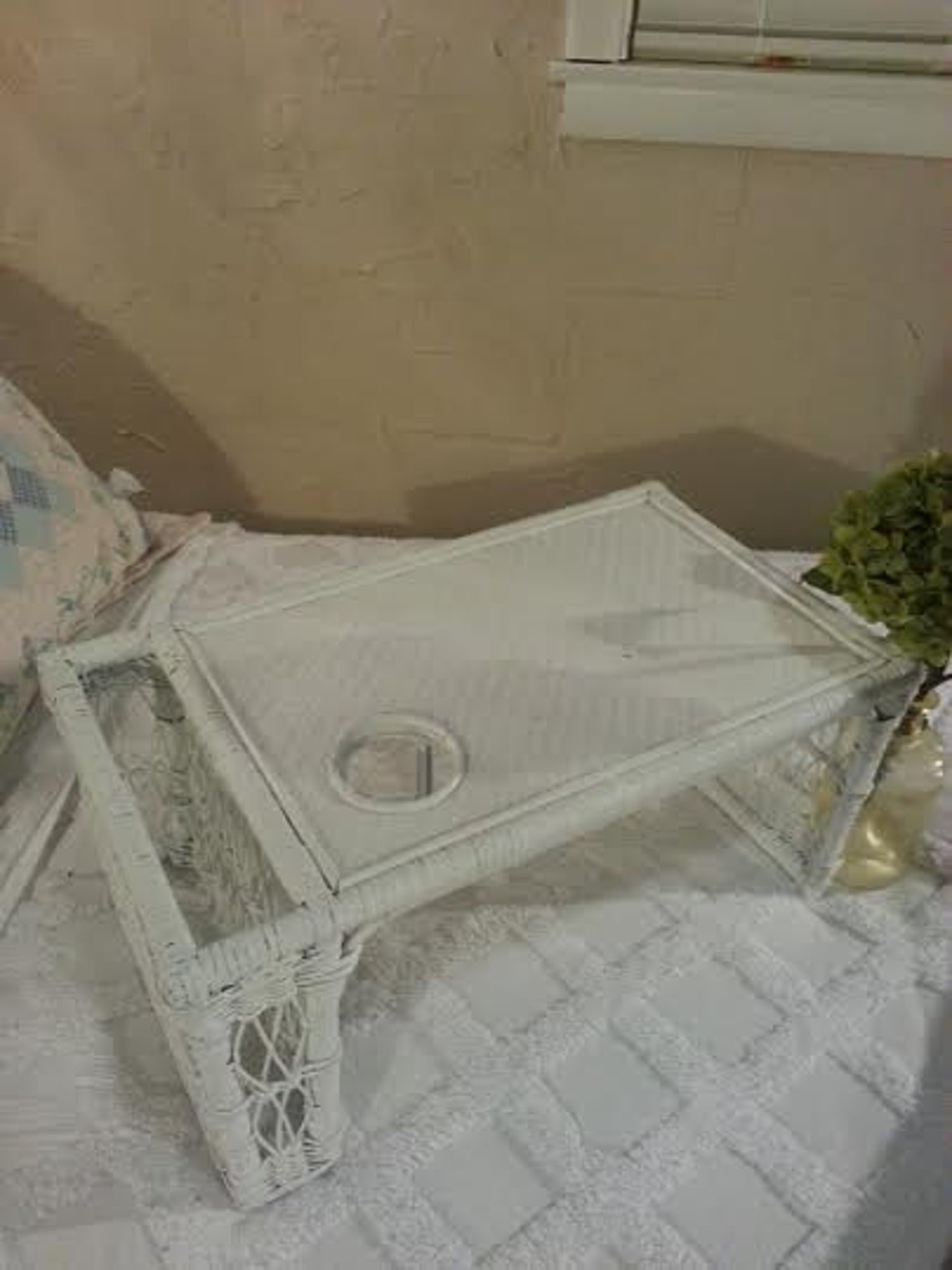 Vintage White Wicker Bed Tray Breakfast Tray Vintage Bed Etsy