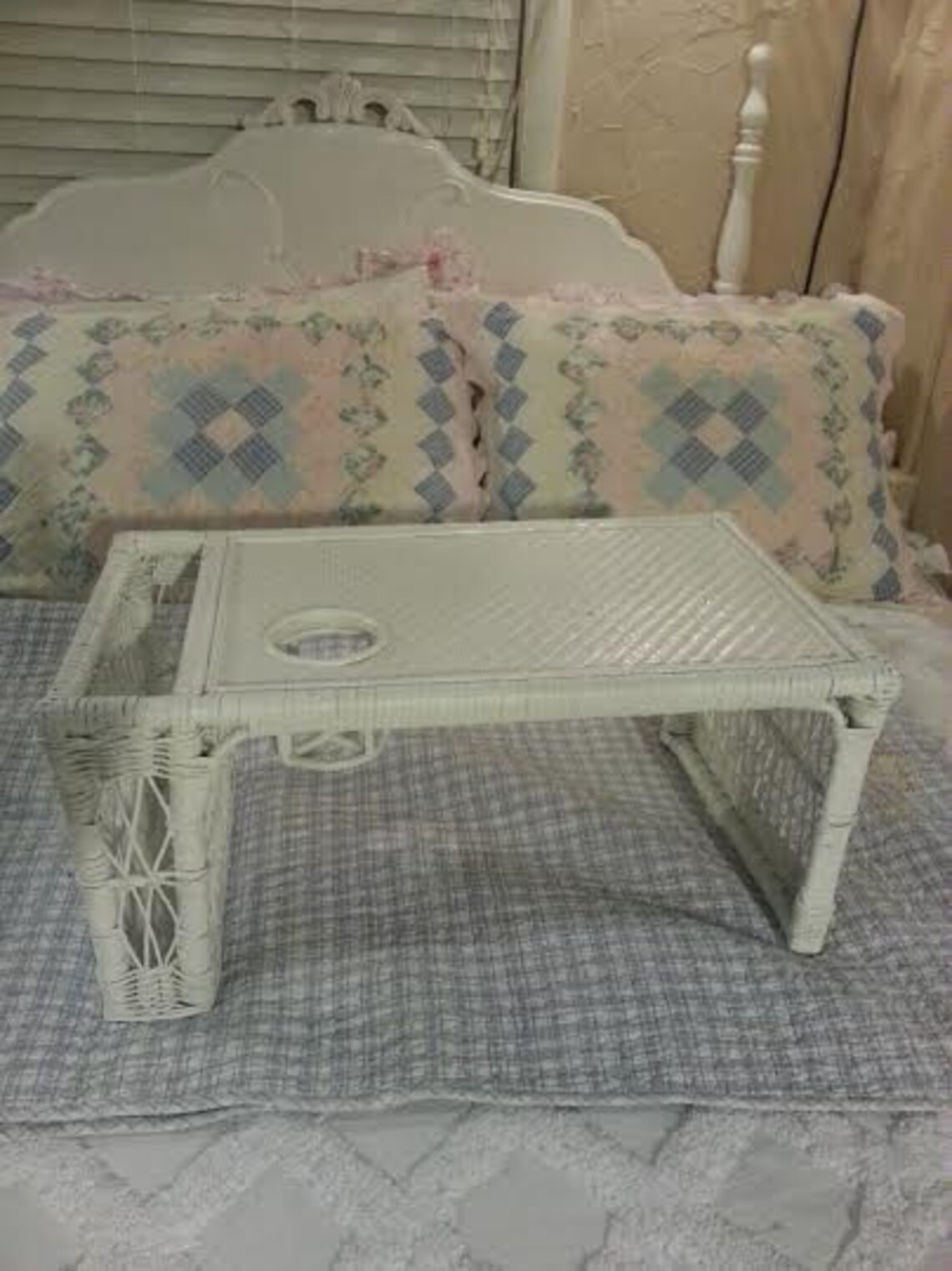 Vintage White Wicker Bed Tray Breakfast Tray Vintage Bed Etsy