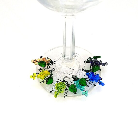 Grape Wine Charms Set Handmade Beaded Wine Glass Charms - Etsy