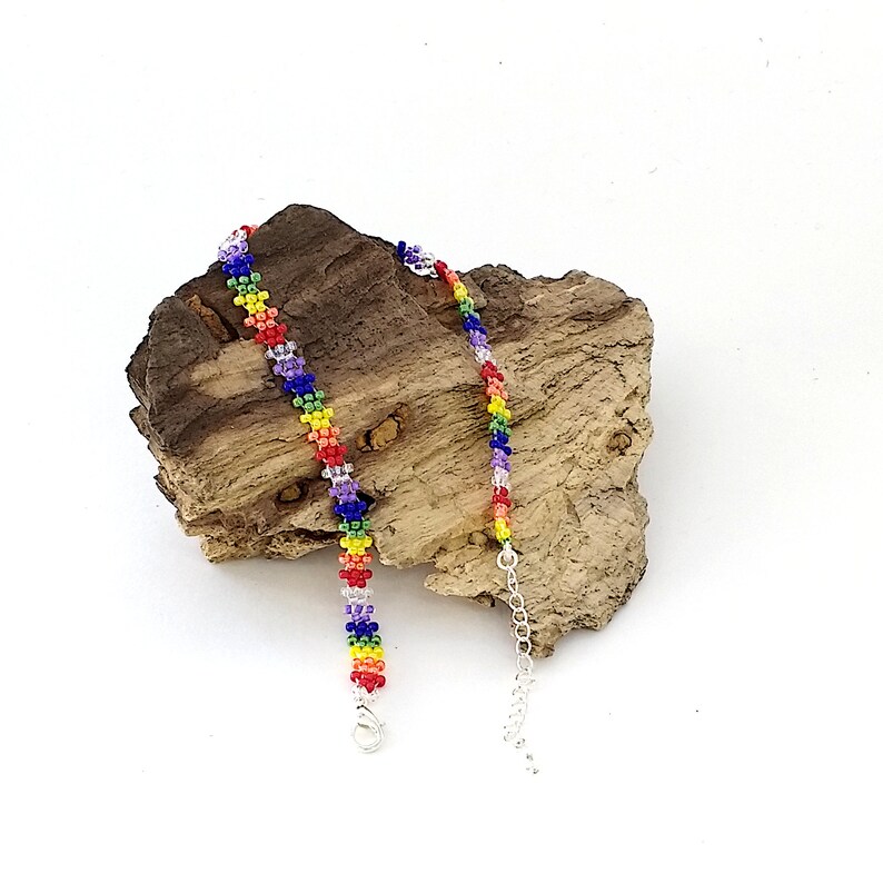 Rainbow Anklet Beaded Multicolor Ankle Bracelet Seed Bead Etsy