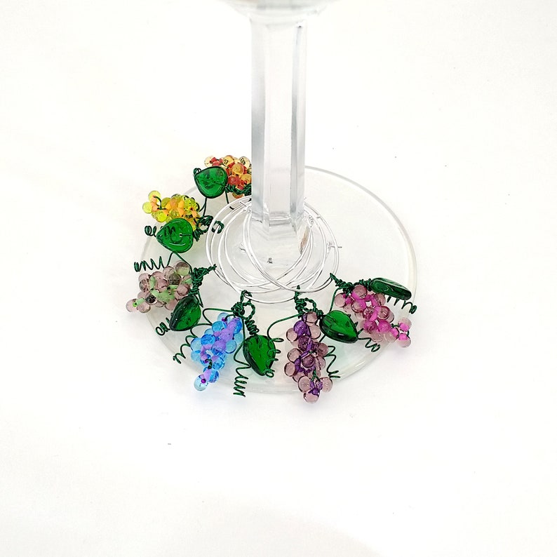 Grape Wine Glass Charms Unique Beaded Wine Glass Markers Etsy