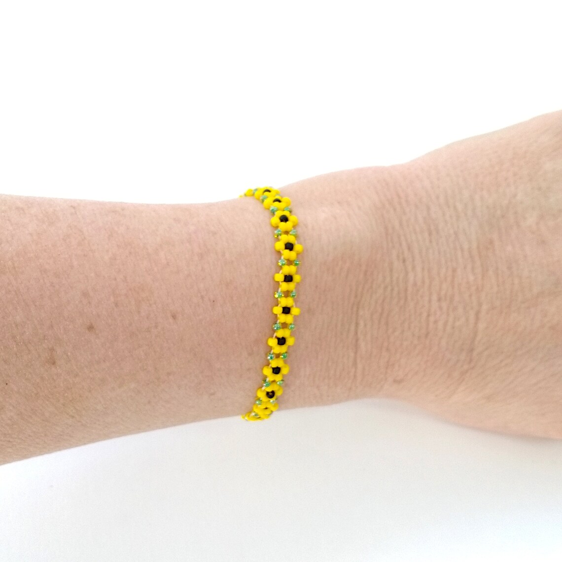 Sunflower Bracelet Beaded Flower Bracelet Seed Bead Etsy