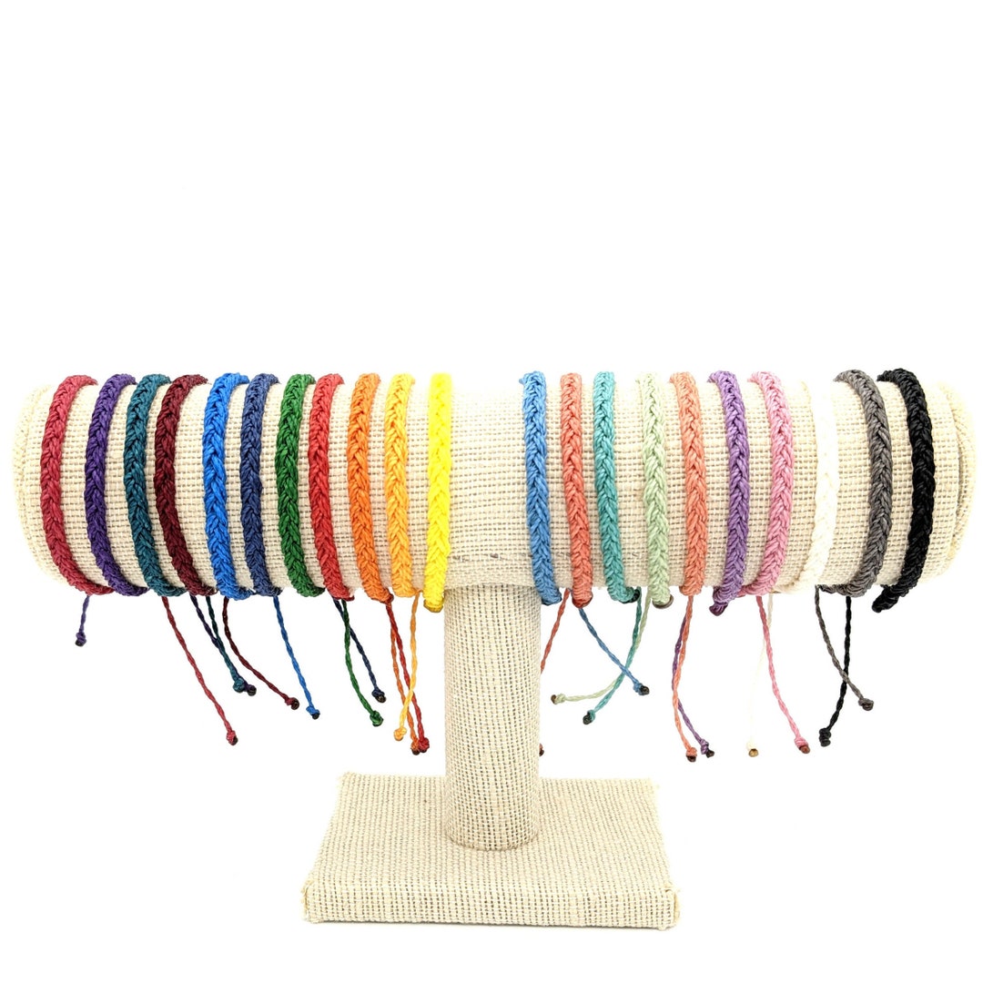 Braided Wax Cord Bracelet Waterproof Surfer Sliding Knot Etsy