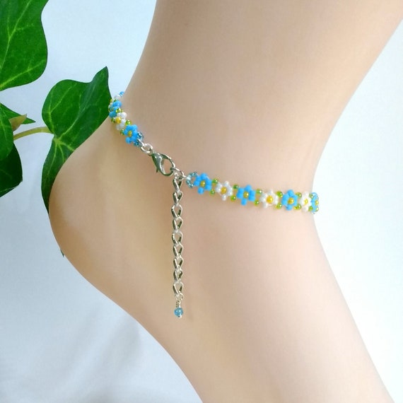 Deep Blue Bead Anklet Czech Glass Ankle Bracelet Royal Blue | Etsy | Beaded  anklets, Blue beads, Ankle bracelets