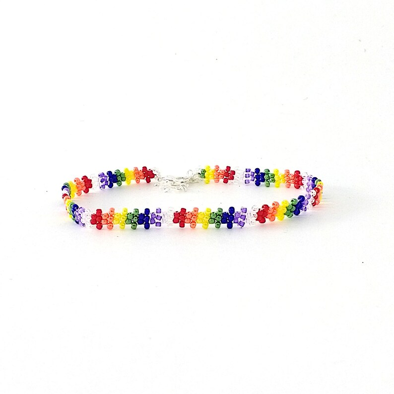 Rainbow Anklet Beaded Multicolor Ankle Bracelet Seed Bead Etsy