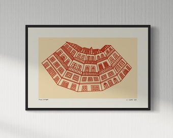 Porto Portugal Cityscape Art Print: Folk Modern Architectural Sketch (Digital Download)