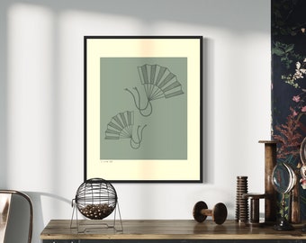 Hand Fan Illustration, Minimalist Gallery Wall Art (Digital Download)