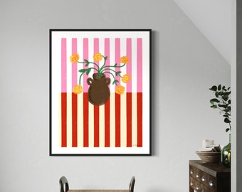 Retro Floral Print: Abstract Flower Arrangement, Gallery Wall Art (Digital Download)