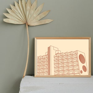Spanish Coastal Architecture Print, Modern Building Line Art (Digital Download)