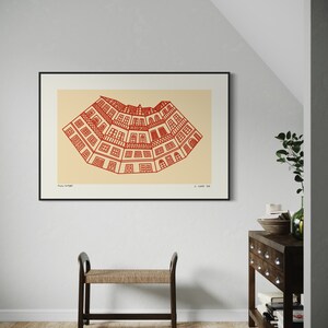 Minimalist digital drawing showcasing classic Portuguese buildings. Clean lines and simple shapes evoke the charm of traditional architecture in Portugal. Immerse yourself in Porto's dreamscape of culture and architecture.