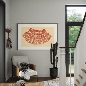 Minimalist digital drawing showcasing classic Portuguese buildings. Clean lines and simple shapes evoke the charm of traditional architecture in Portugal. Immerse yourself in Porto's dreamscape of culture and architecture.
