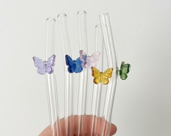 Butterfly Glass Straws - Set of 5