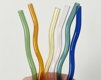 Wavy Glass Straws Set of 6