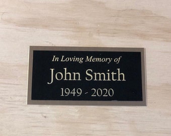 Custom Engraved Plaque For American Flag Urn | 3x1 Inch Aluminum Memorial Name Plate