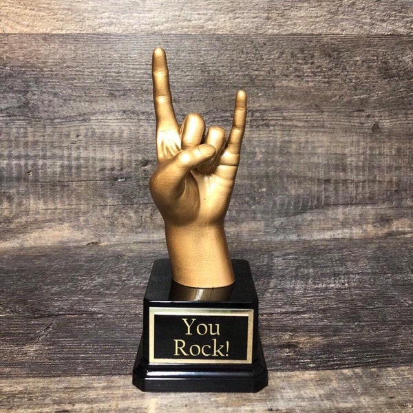 DU ROCKST! © Rock Star Award Rock On Hand Trophy Lustige Trophäe Achievement Award Top Score Appreciation Award