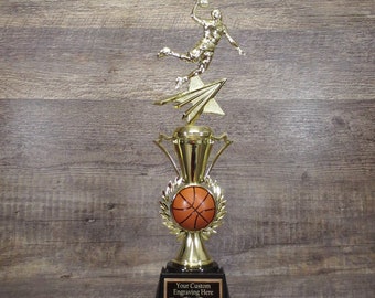 Madness Basketball Trophy Bracket Champion Award FBBL FBL Basketball 14&quot; Trophy Fantasy Basketball League Champ Team Award