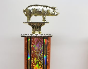 BBQ Trophy Best BBQ Cook Off Trophy Brisket Hamburger Beef Rib Hand Painted Cow Trophy Award Champion 4th of July Independence Day Memorial