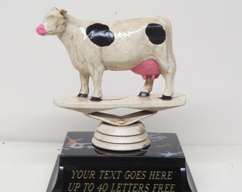 BBQ Trophy Best BBQ Cook Off Trophy Holy Cow Funny Trophy Gag Gift Brisket Hamburger Beef Rib Hand Painted Cow Trophy Award Champion
