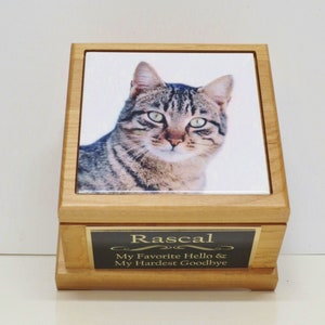 Memorial Pet Urn Cat Cremation Urn with Custom Photo & Engraving Pet Memorial Keepsake Cremation Urn Kitty or Small Animal Personalized