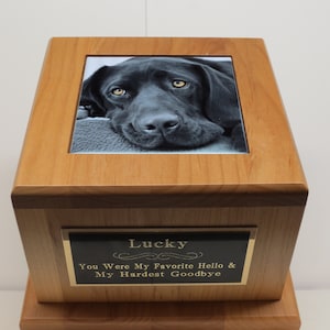 Slider Wooden Pet Urn - Photo Urns for Dogs and Cats - Memorial Gallery Pets