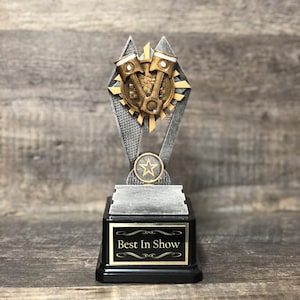 Racing Trophy Car Show Trophy 9.5" Rods & Pistons Hot Rod Trophy Silver Piston Award Winner Best In Show Classic Car Mechanic's Trophy