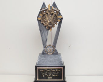 Car Show Trophy Racing Trophy 9.5&quot; Rods & Pistons Hot Rod Trophy Piston Award Best In Show Best Classic Car Mechanic&#39;s Award Trophy