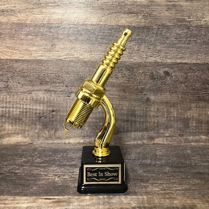 Car Show Trophy Spark Plug 12" Racing Trophy Plastic Gold Spark Plug Award Winner Best In Show Best Hot Rod Antique Car Show Participant