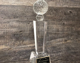 Trofeo de torneo de copa de trofeo de golf CRYSTAL de 11,5 pulgadas con caja de regalo forrada de satén Agujero en un premio Copa ganadora de evento benéfico bajo el fin de semana de Par Guy