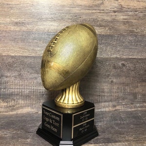 Fantasy Football Trophy League Trophy FFL Trophy 15&quot; FULL SIZE Antique Gold Football 6 or 12 Year Perpetual Championship League Award Winner