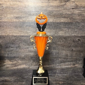 Halloween Trophy Pumpkin Carving Contest Winner Costume Contest Black Bat Halloween Decor Jack O Lantern Trunk Or Treat
