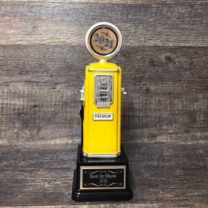 Car Show Gas Pump Hot Rod Racing Trophy Award Winner Best In Show Best Antique Car Show Award Participant Trophy Yellow Vintage Gas Pump