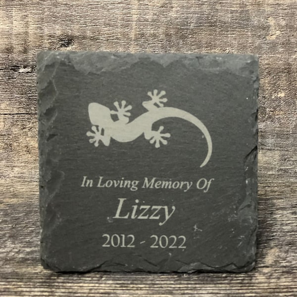 Lizard Memorial Stone Gecko Pet Memory Stone Pet Loss Gift Grave Marker Remembrance Stone Memorial Plaque Slate Personalized Custom Engraved