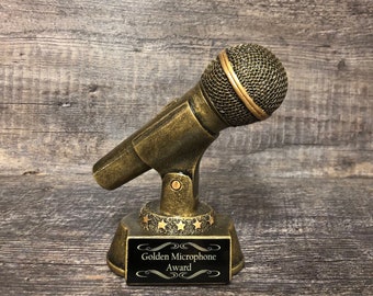 GOLDEN MICROPHONE Trophy Karaoke Best Singer Award Funny Trophy