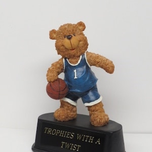 Basketball Trophy Madness Trophy Award Winner Jr League Teddy Bear Childs Kids Rookie League Participation Trophy Personalized