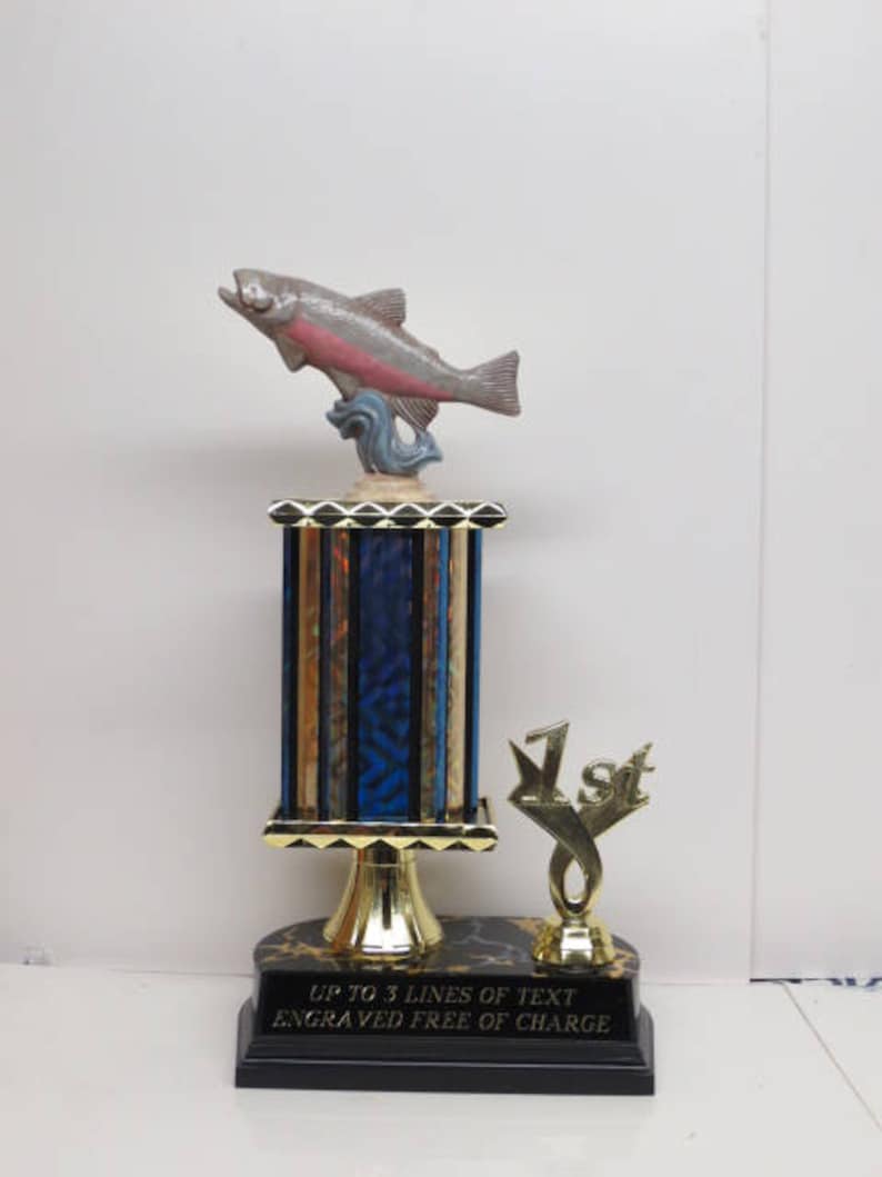 Fishing Derby Trophy Trophies Award Hand Painted Fish Salmon Etsy