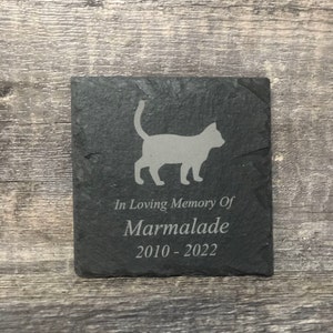 Cat Memorial Stone Pet Kitty Memory Stone Pet Loss Gift Grave Marker Remembrance Stone Memorial Plaque Slate Custom Engraved