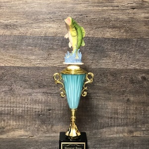 Fishing Trophy Bass Trophy Tournament Fishing Derby Award Biggest Bass HAND PAINTED Master Baiter Trophy Funny Gag Gift Perch Fish Trophy