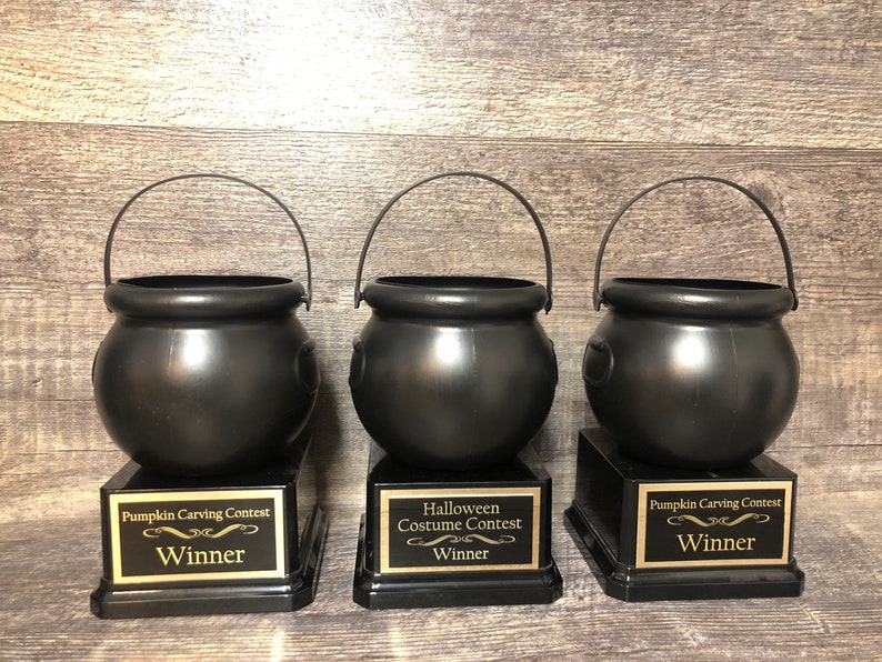 Halloween Trophy THREE Cauldron Treat Trophies Pumpkin Carving Contest ...