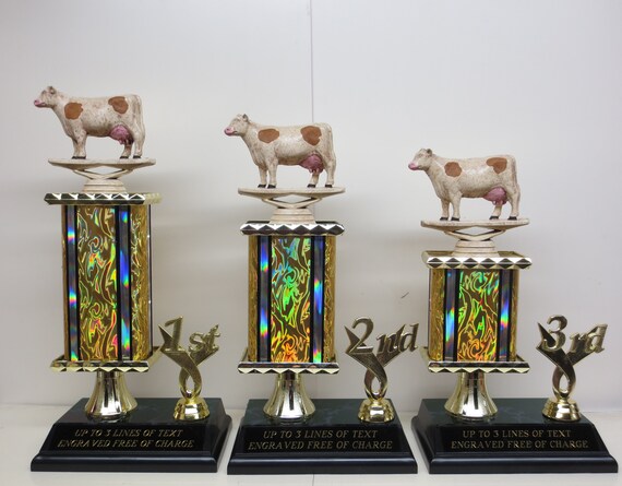 BBQ Trophy Best BBQ Cook Off Trophy Brisket Hamburger Beef Rib Hand Painted Cow Trophy Award Champion 4th of July Independence Day Memorial