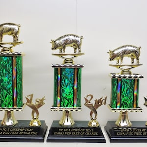 BBQ Trophy Best BBQ Ribs Cook Off Trophies Ribs Pork Pig Trophy Award Winner Champion Champ 4th of July Independence Day Labor Day Pigs